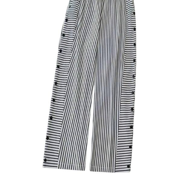 NWOT Plus Size Stripe Straight Leg Cropped Pants Slant Pockets High Waist Sz 2XL - Picture 2 of 3